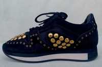 Burberry Sneakers Adidasi Studded Suede Black Mahogany Marime 35