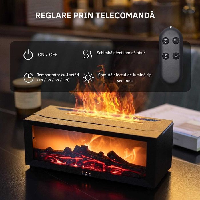 Umidificator Aer cu Efect de Flacara de Tip Semineu