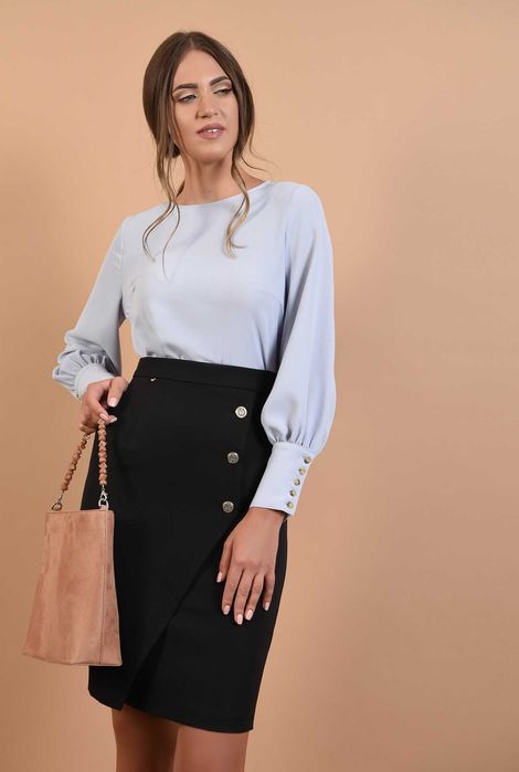 Fusta conica office cu nasturi argintii AMISU - TRANSPORT GRATUIT