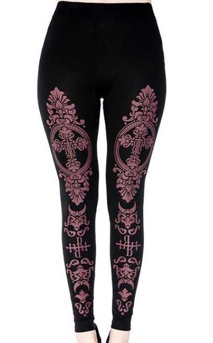 Colanti negri cu print goth/baroque burgundy Monogram Restyle, mas S