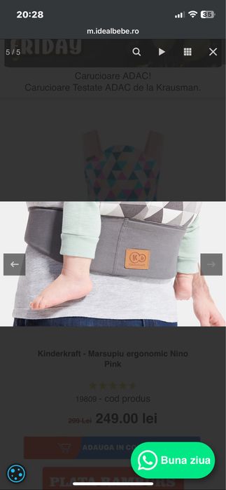 Kinderkraft - Marsupiu ergonomic Nino Pink
