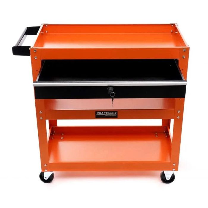 Carucior de atelier cu roti 2 rafturi si sertar, Kraft&Dele KD366