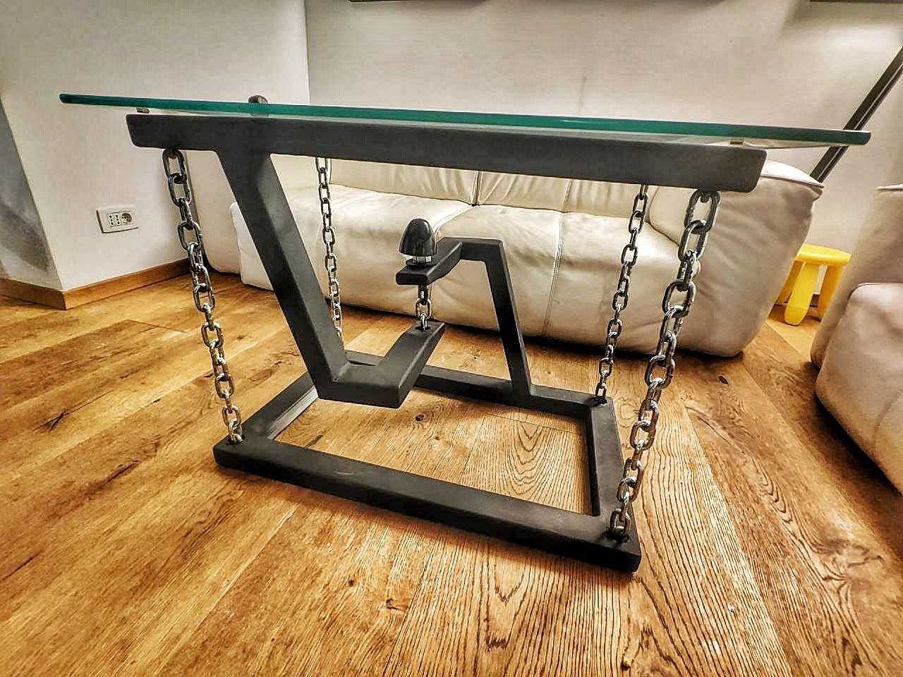 Masa de cafea din metal și sticlă.Tensegrity Table Steel & Glass