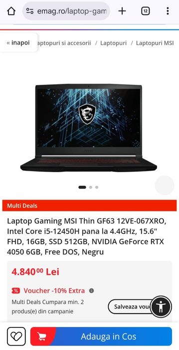 Laptop Gaming MSI GF63 12VE