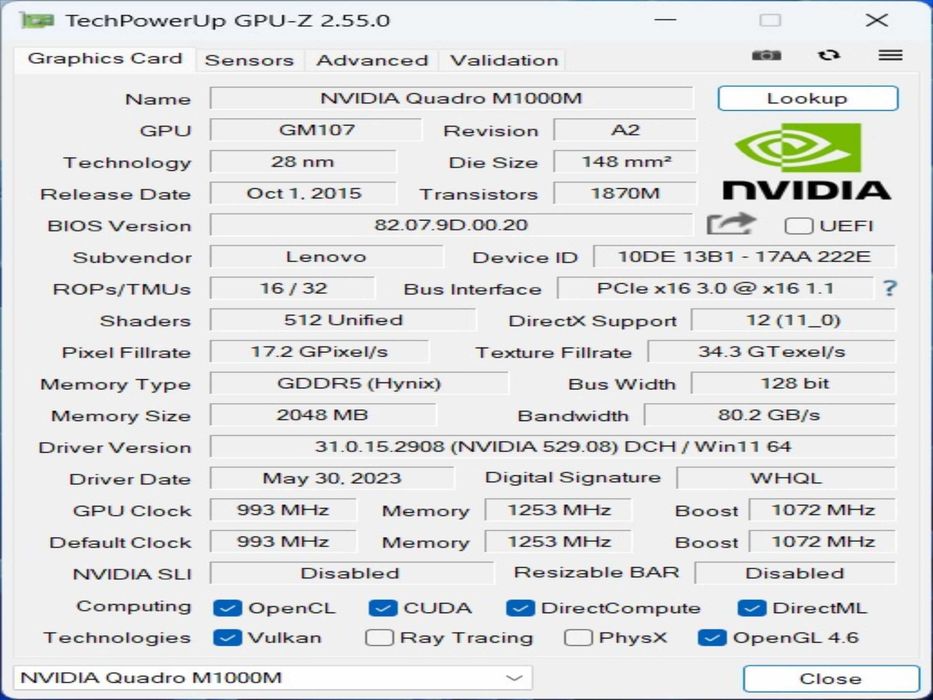 Мощен Лаптоп Lenovo Thinkpad P50 15.6" i7-6820HQ/RAM16GB/SSD 480GB