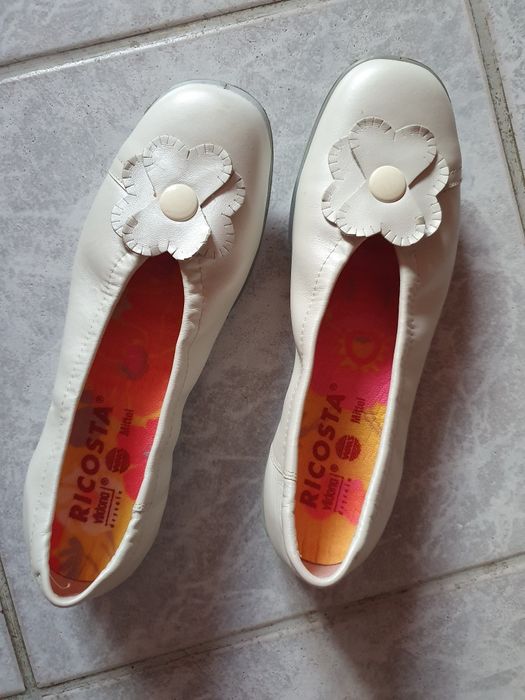 Balerini albi sidefii 38 piele naturala