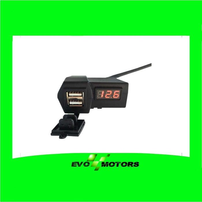 Priza Încărcare Telefon Moto Ghidon USB Fast Voltmetru Tensiune A492