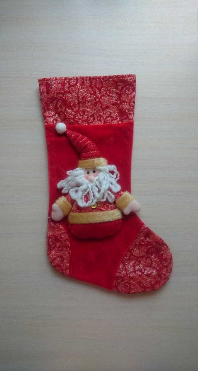 Новогодний носок рождественский для подарка НОВЫЙ 44 см