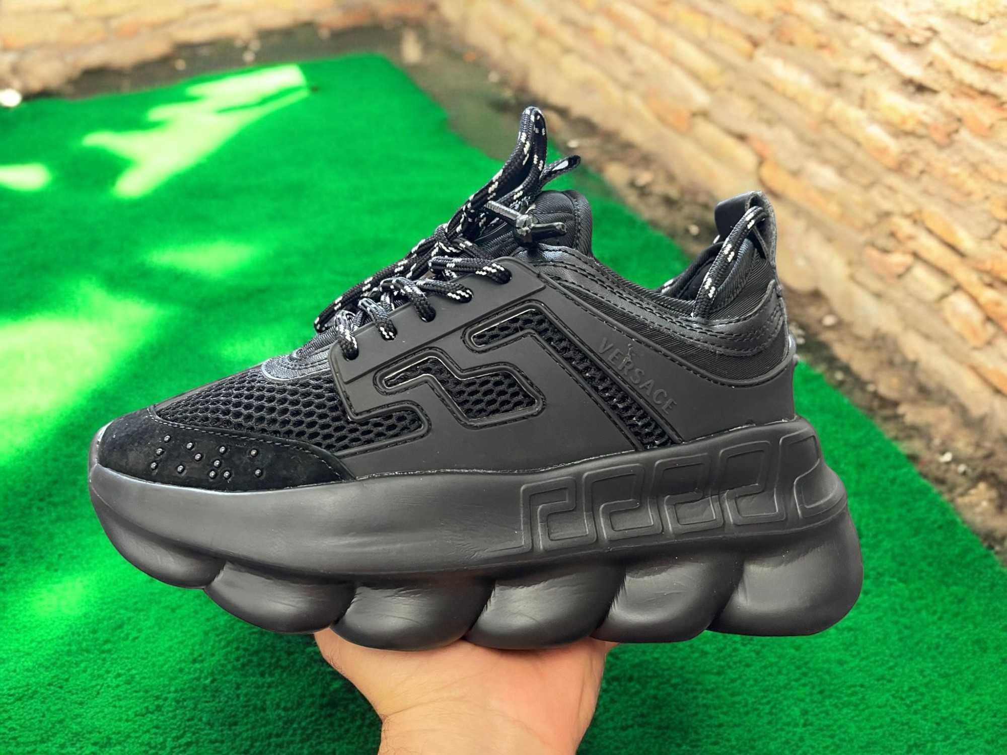 Adidasi Versace Chain Negru - Adidasi Premium Full Box Piele naturala