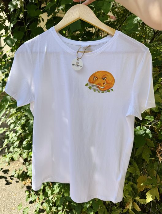 Tricou pictat manual - unicat vulpe