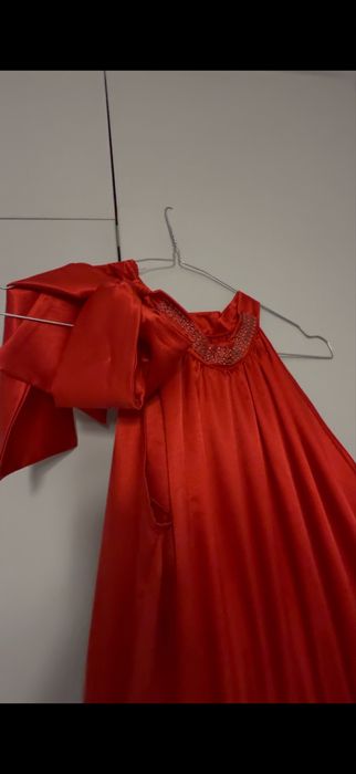 Rochie rosie saten eleganta