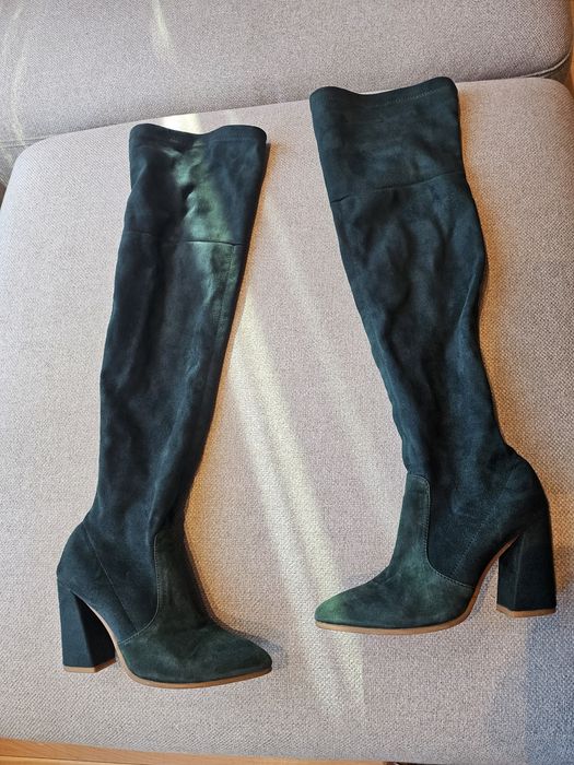 ботуши ектектвен велур тъмно зелени