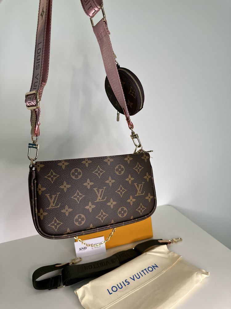 Geanta Louis Vuitton multi pochette 3 piese+cutie piele canvas 100% r