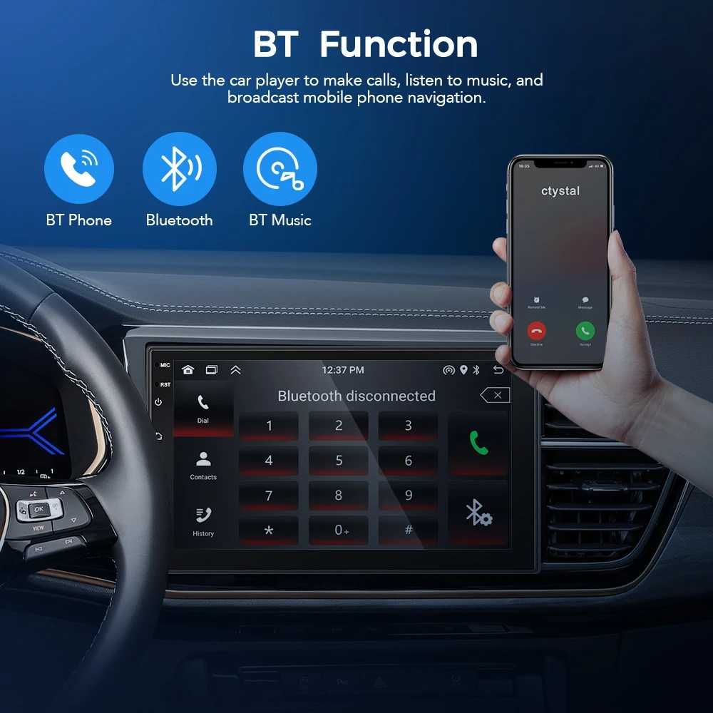 Мултимедия за кола, 7 инча, универсална, 2DIN, Android, GPS, навигация