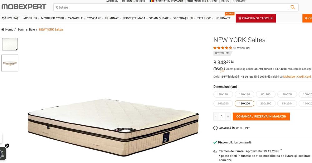 Saltea Serta New-York Mobexpert 180x200