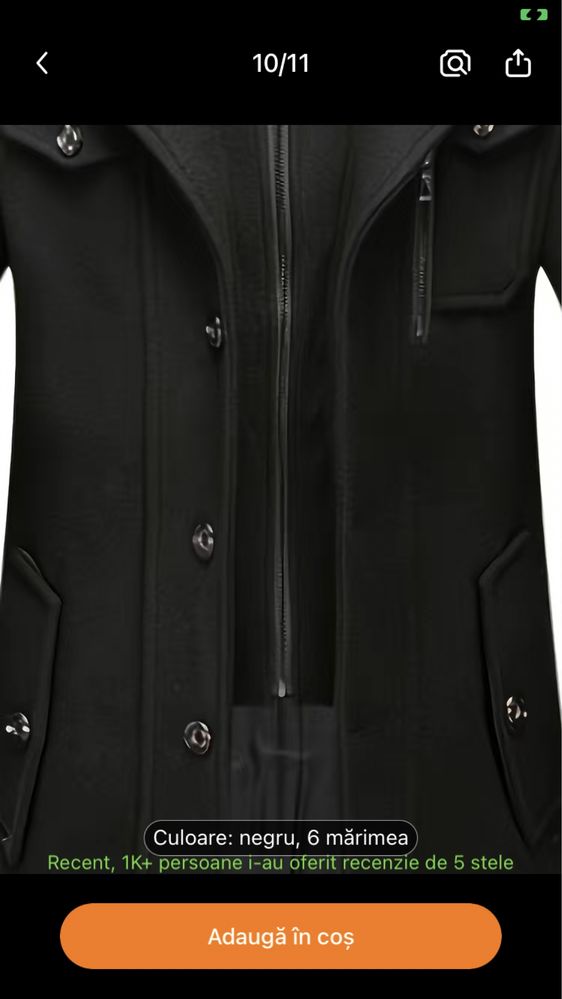 Jacheta de lana calduroasa barbati cu guler dublu detasabil gri,negru