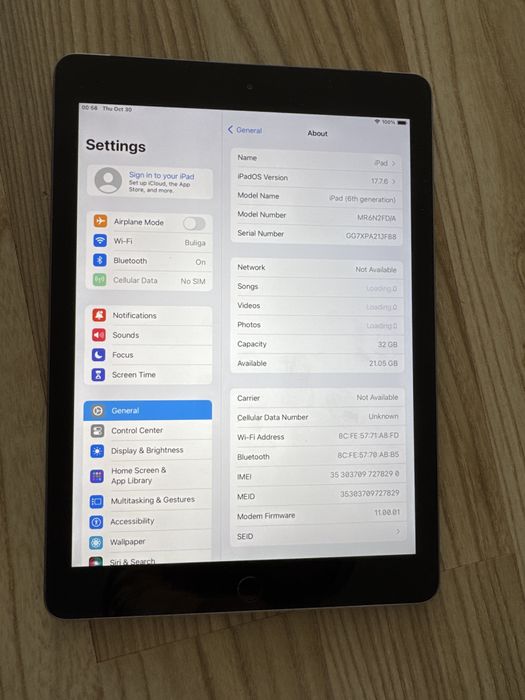 Tableta Apple iPad 6 impecabila cu wiFi + Cellular