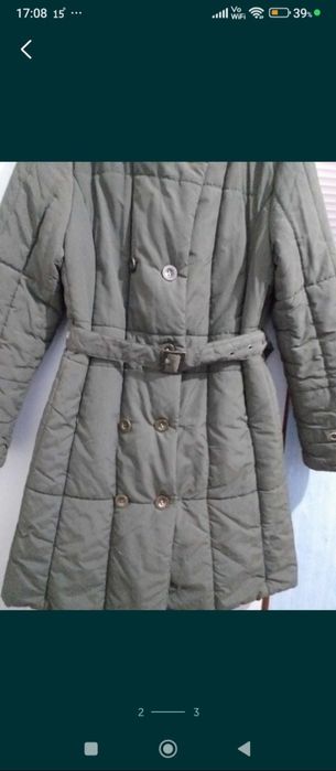 Geacă lungă de fâș, verde-kaki, mărimea L