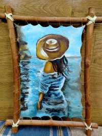 Картина на коже "Девушка и море"