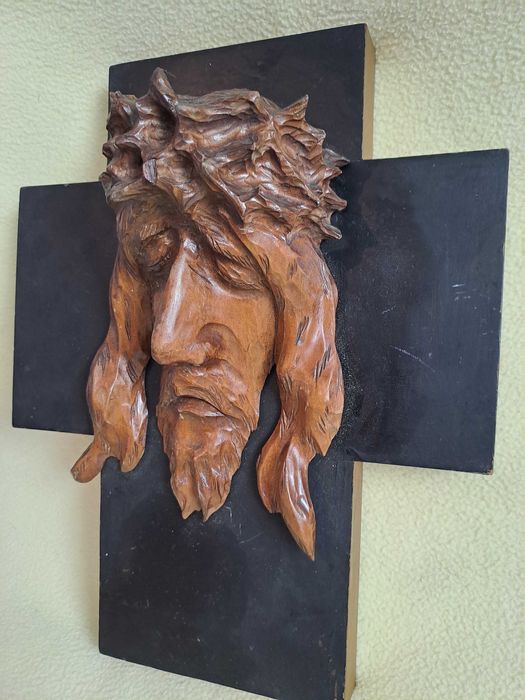 Isus sculptura lemn basorelief 26/32 cm