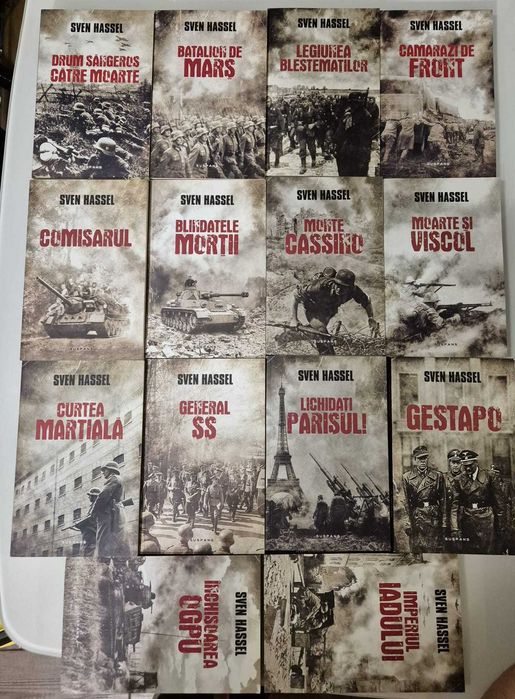 Vând întreaga colecție Sven Hassel – 14 cărți, stare aproape nouă!