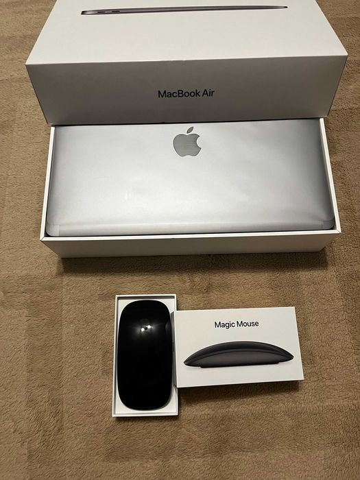 Macbook Air 13 (M1, 256 гб), Office, мышь Apple, рюкзак, аксессуары