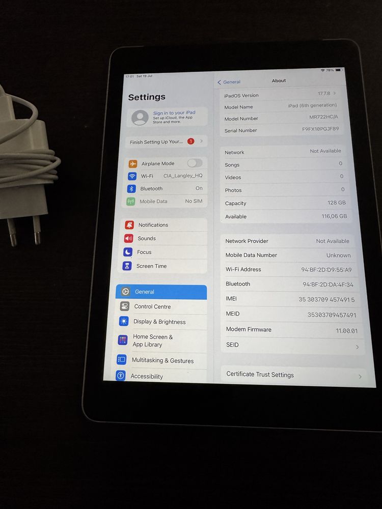 iPad 6 gen. Wifi + cellular