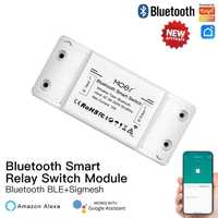 Миниатюрен Bluetooth прекъсвач MOES. 220V/10A.  Българско упътване