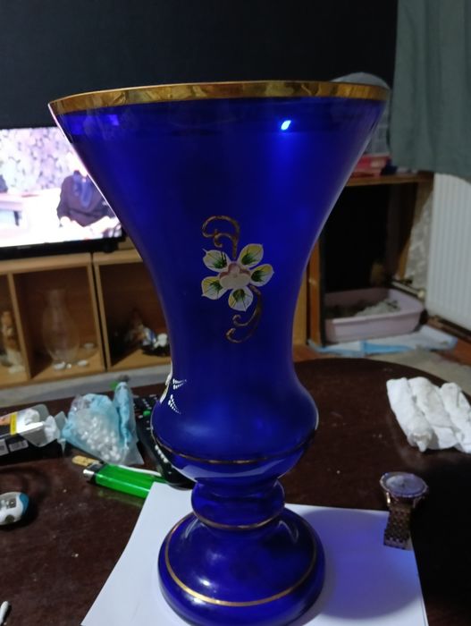 Vaza bohemia albastru vintage