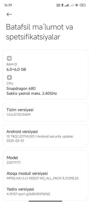 Redmi not 11 6+6/128