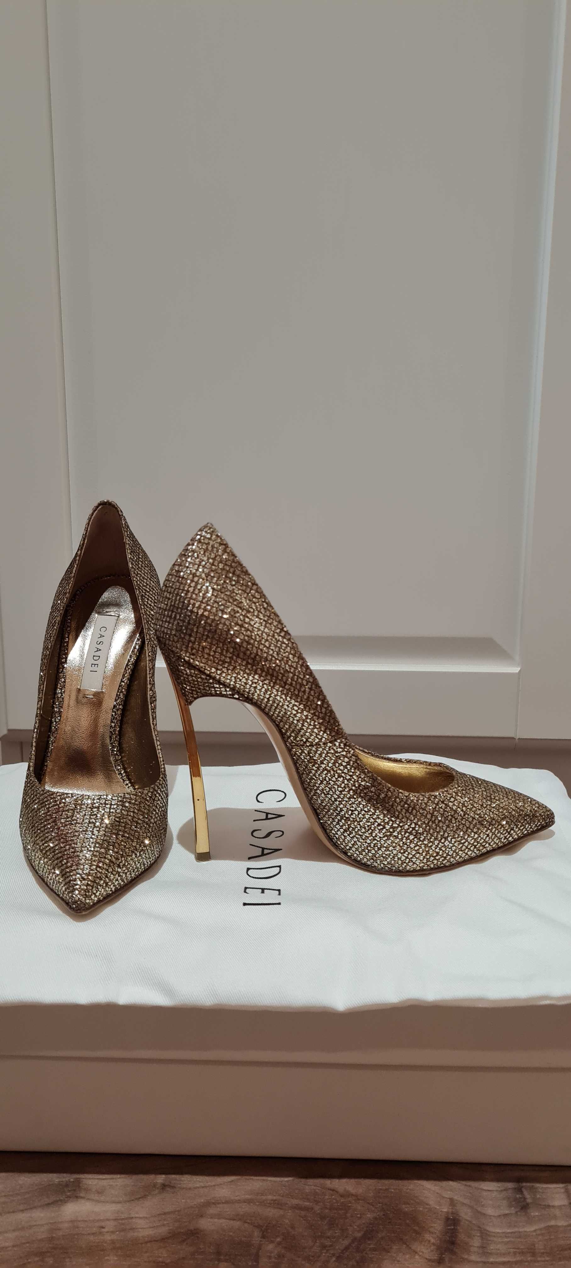 Noi - Casadei pantofi blade gold glitter 35.5