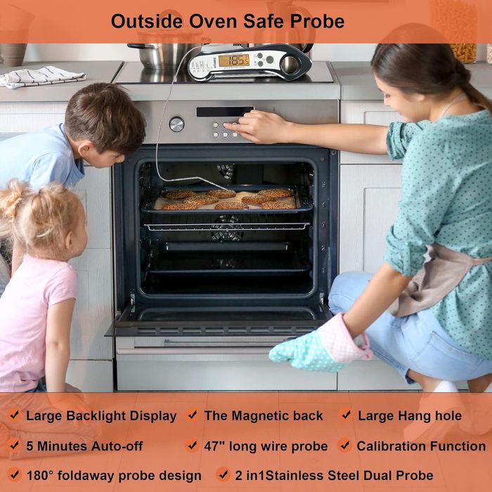 Termometru digital pentru alimente Flamen,sonda duala, sigilat