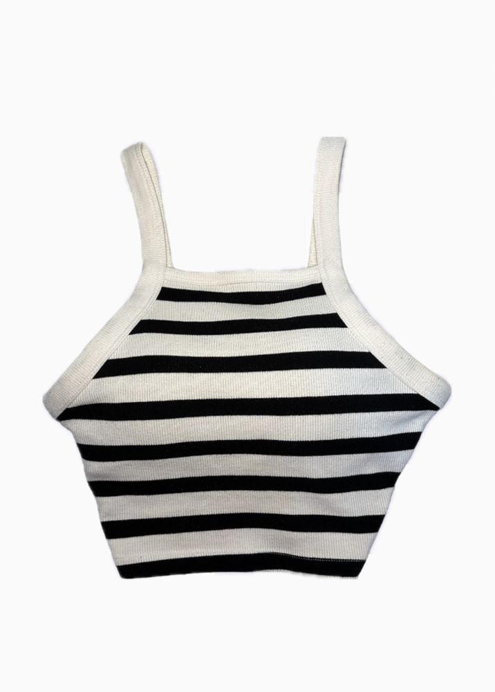 BERSHKA Black and White Crop Top