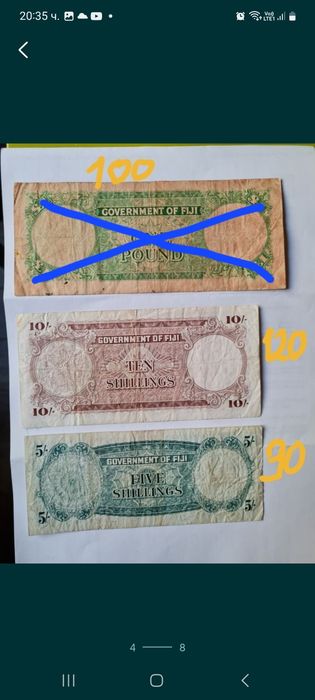 Рядки Банкноти-East Caribbean, Fiji &Malta