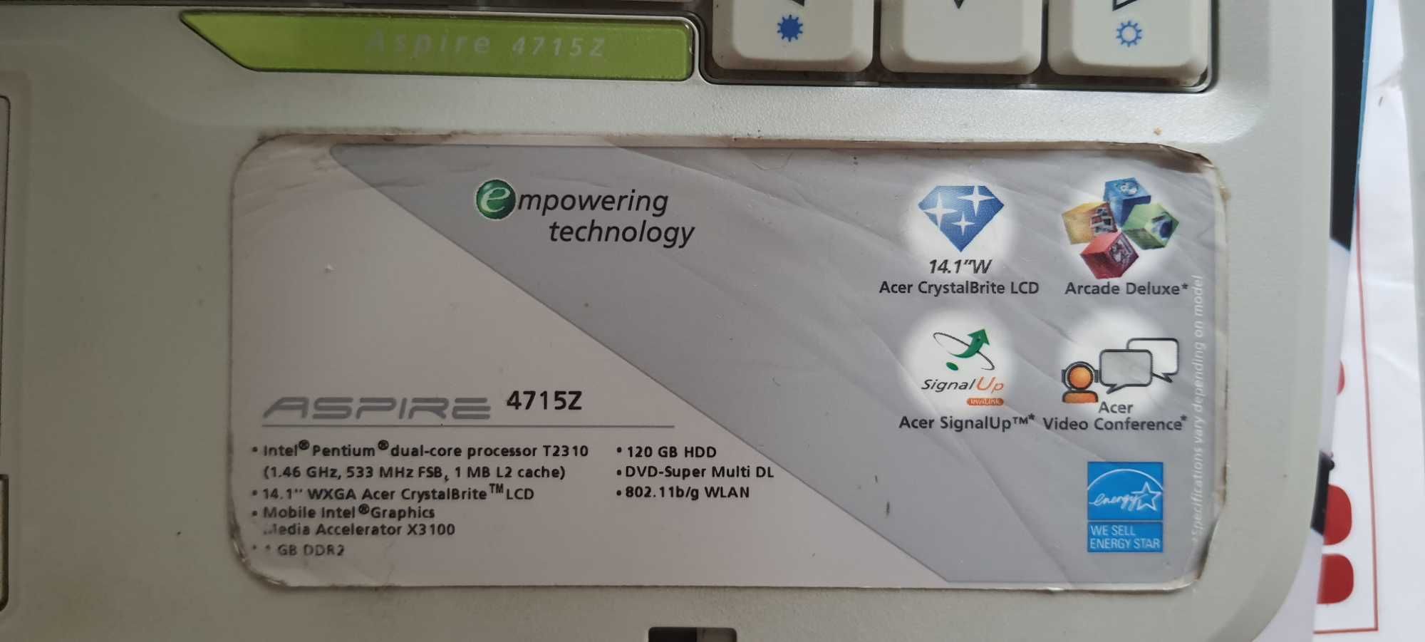 Продам ноутбук Acer aspire 4715z