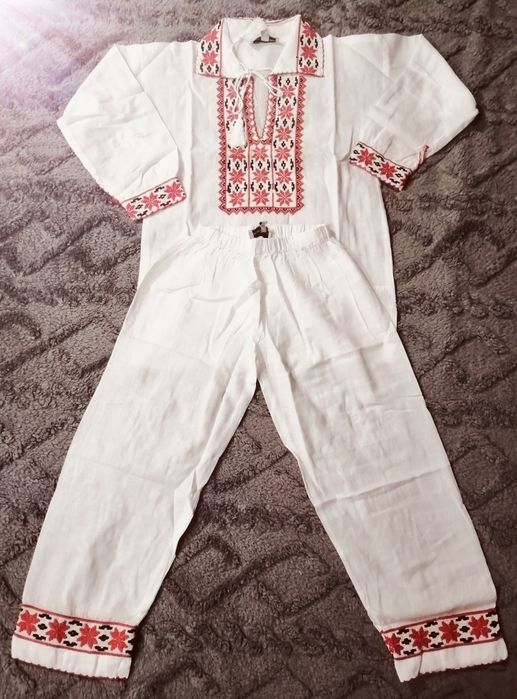 Costum popular băieți motive tradiționale din bumbac