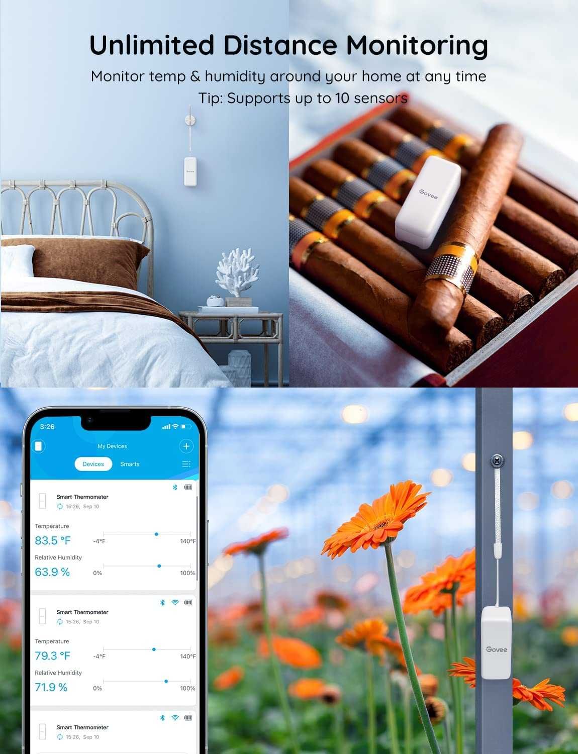 Govee комплект от 3 броя Bluetooth сензори за температура и влажност
