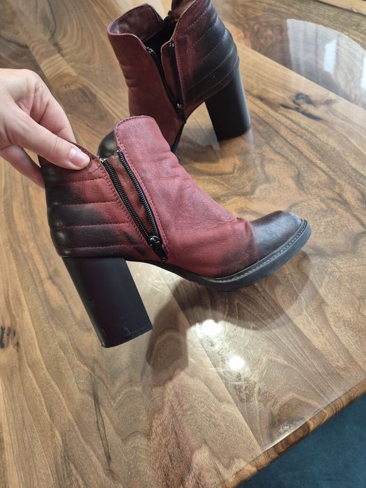 Боти естествена кожа бордо