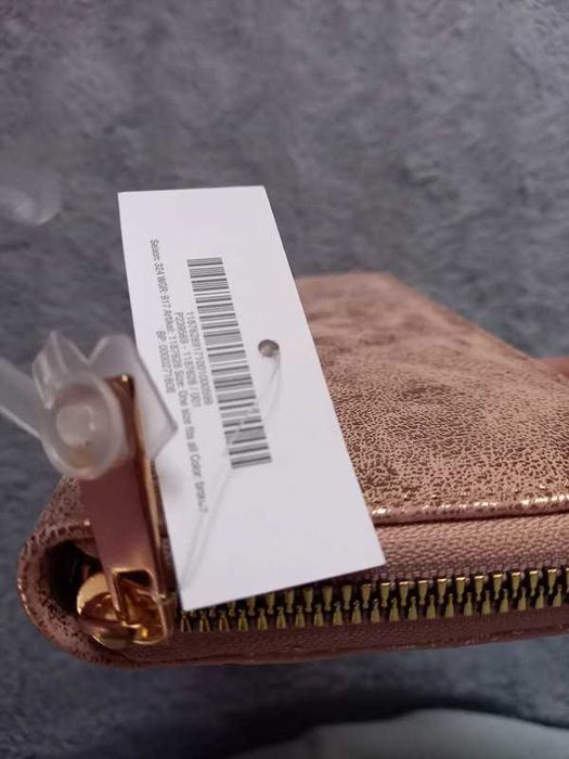 Portofel cu fermoar, nude poleit cu auriu