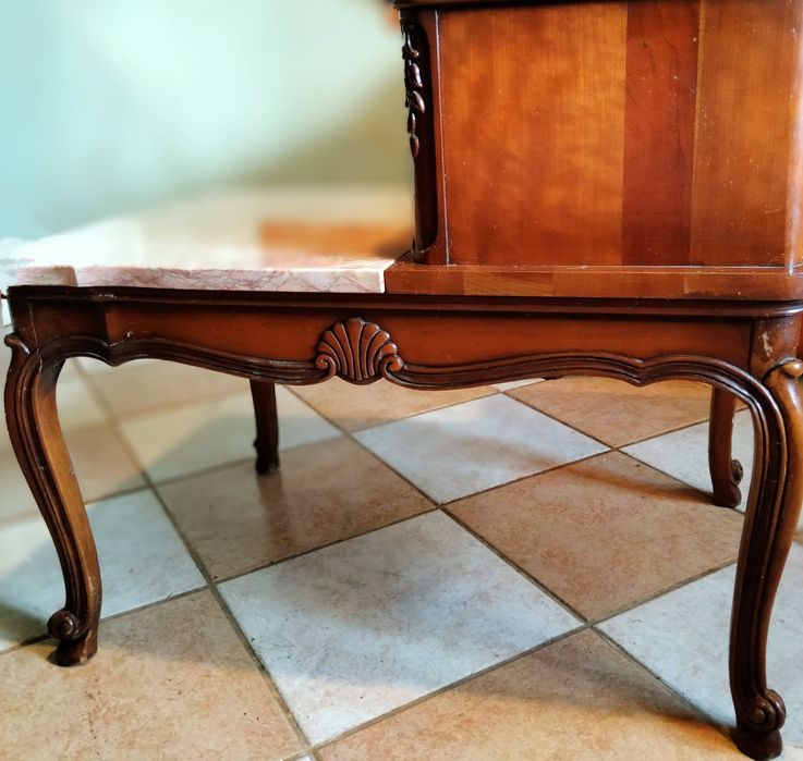 Măsuță vintage USA lemn masiv & marmură