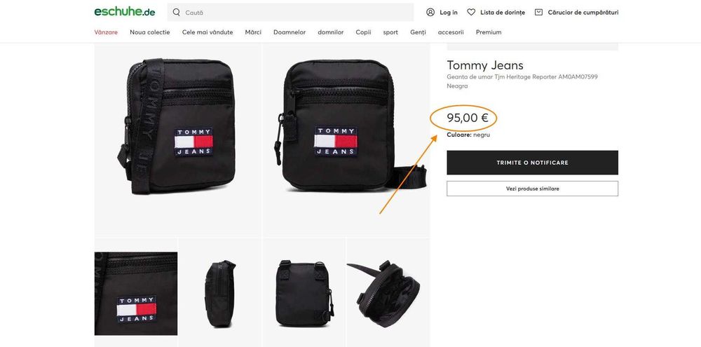 Geanta de umar „Tommy Jeans„ pentru bărbați, negru(Super Pret).