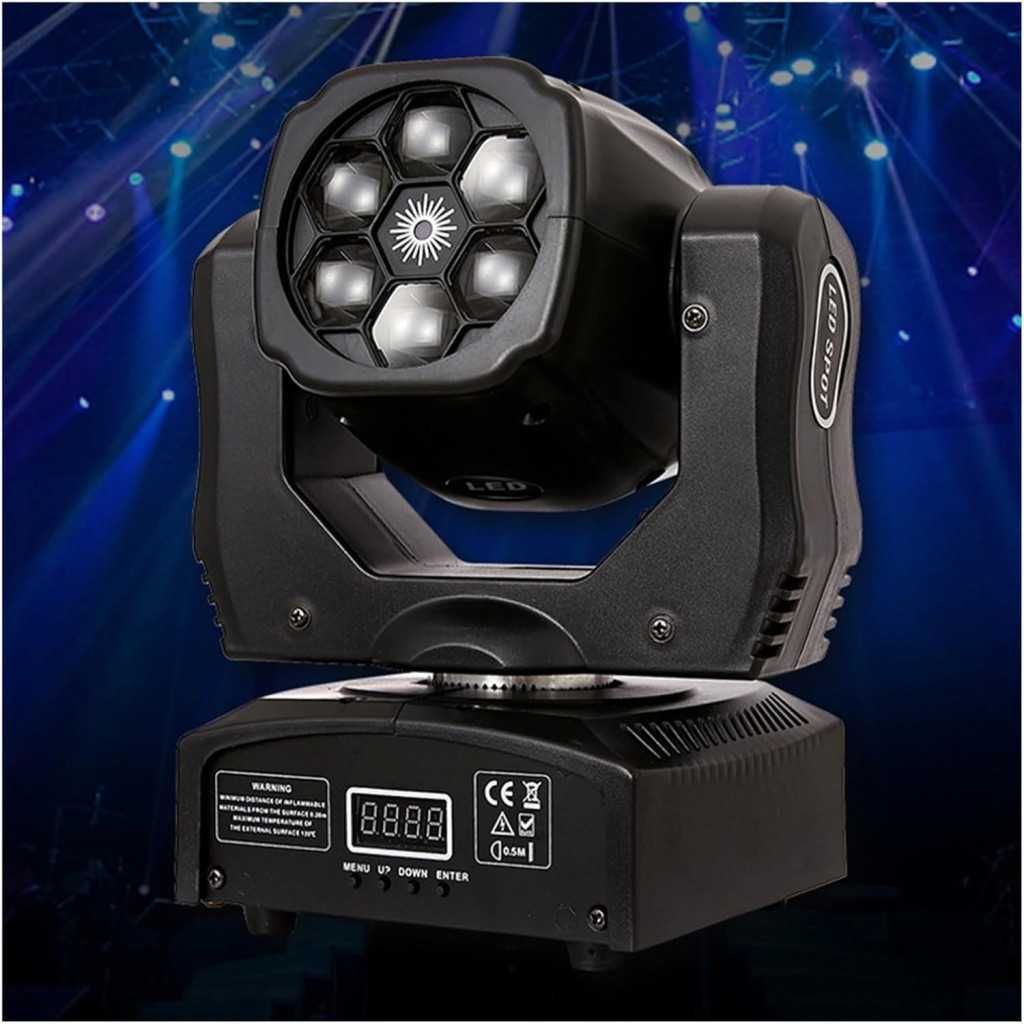 Преносими LED сценични светлини с движеща се глава (6x12W + лазер)