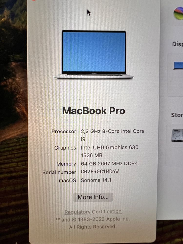 Mcbook pro 16 i9 64Gb 1TB
