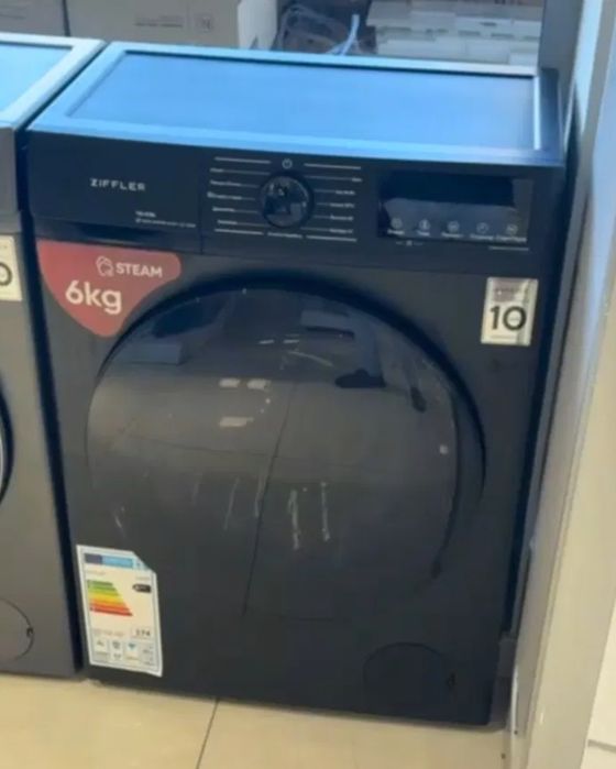 Стиралная машина Ziffler 6кг Чёрный/Inverter/С паром/Быстрая 15/