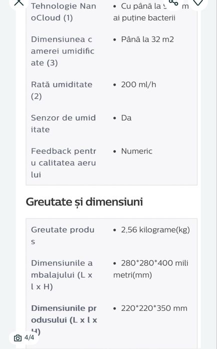 umidificator de aer Philips 2000 Series, folosit putin