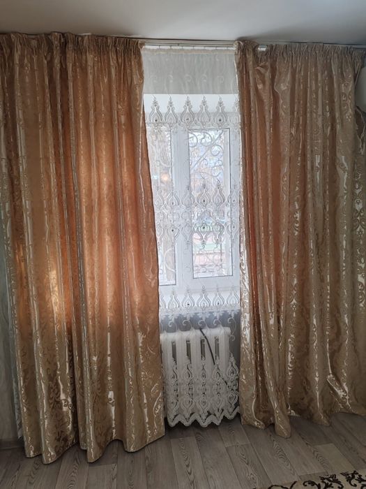Шторы в комплекте б/у с тюлем 12 тыс тг
