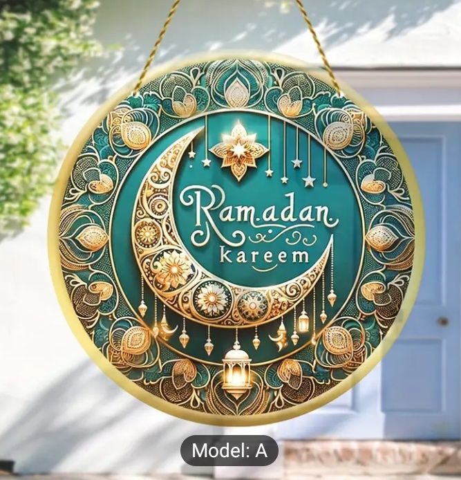 1 dona 2D Ramazon oynasi uchun osma bezak, Yog'ochdan yasalgan Ramazon
