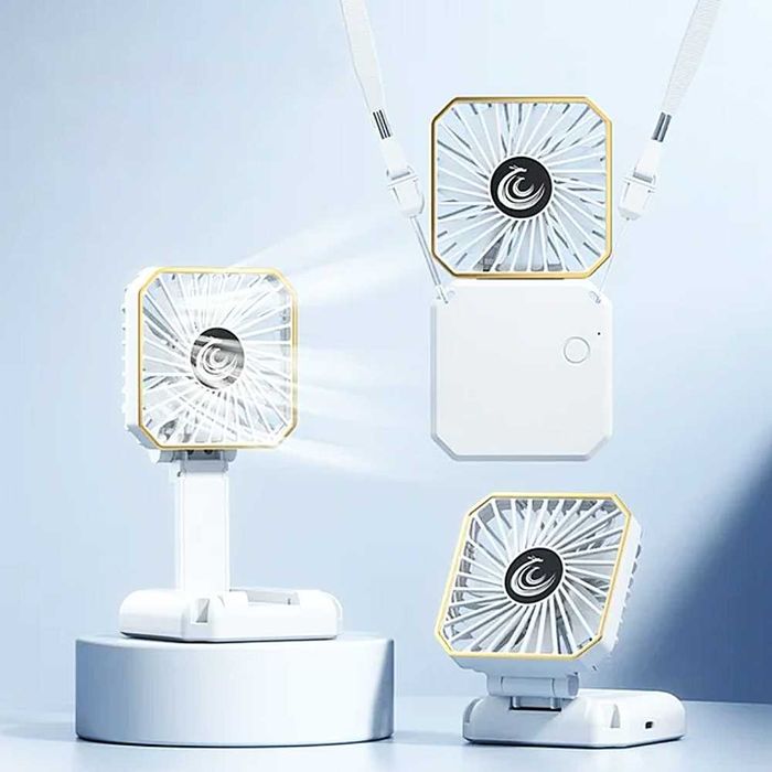 Ventilator Portabil Acumulator Incarcare USB Suport de Telefon Alb