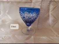 Set 5 pahare cristal albastru, cobalt,Bohemia