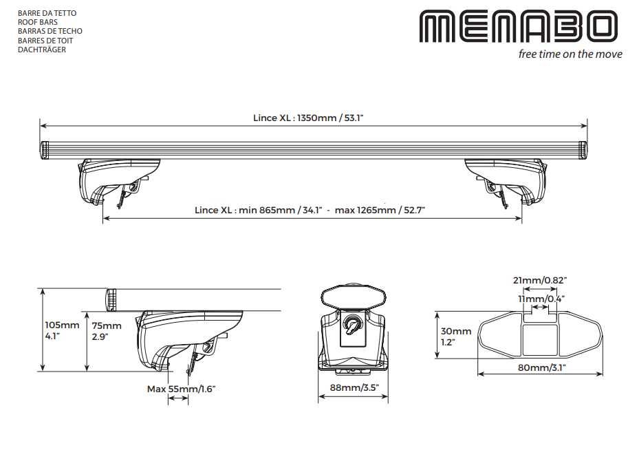 Напречни греди 135см. MENABO LINCE XL